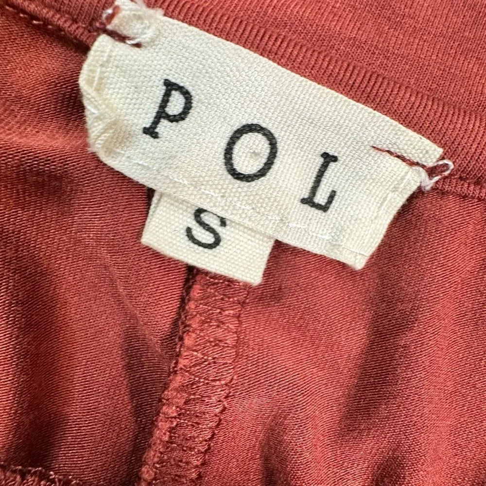 NWOT POL Plus Size Rust Color Embellished Long Sleeve Blouse Split Back - Size S - Picture 4 of 8
